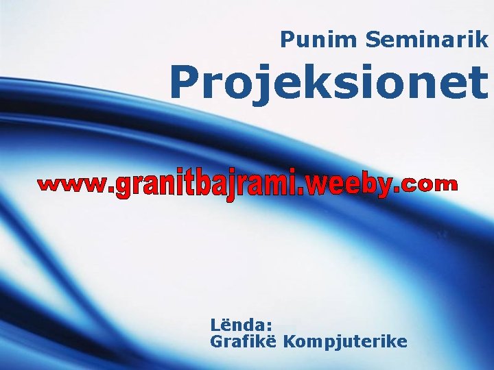 Punim Seminarik Projeksionet Lënda: LOGOKompjuterike Grafikë 