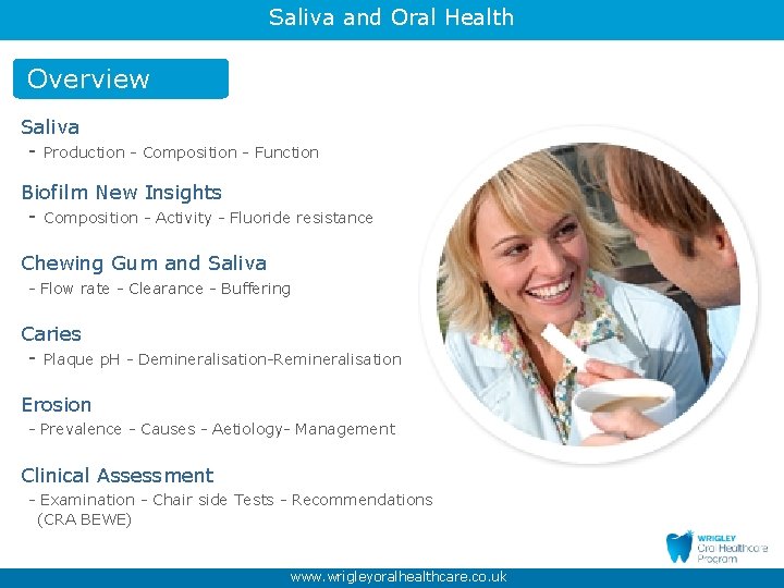 Saliva and Oral Health Overview Saliva - Production - Composition - Function Biofilm New
