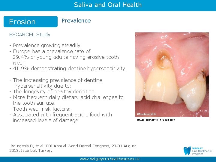 Saliva and Oral Health Erosion Prevalence ESCARCEL Study - Prevalence growing steadily. - Europe