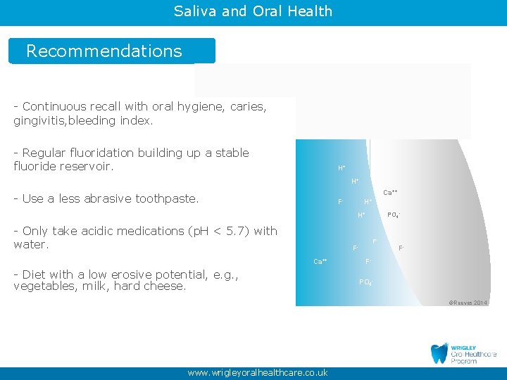 Saliva and Oral Health Recommendations - Continuous recall with oral hygiene, caries, gingivitis, bleeding