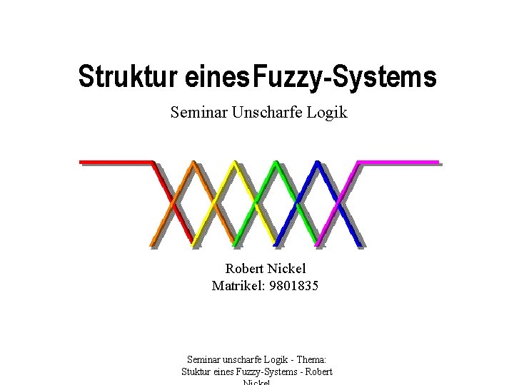 Struktur eines Fuzzy-Systems Seminar Unscharfe Logik Robert Nickel Matrikel: 9801835 Seminar unscharfe Logik -