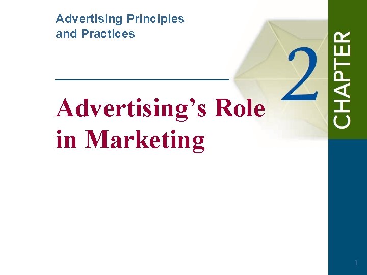 Advertising Principles and Practices Advertising’s Role in Marketing 1 