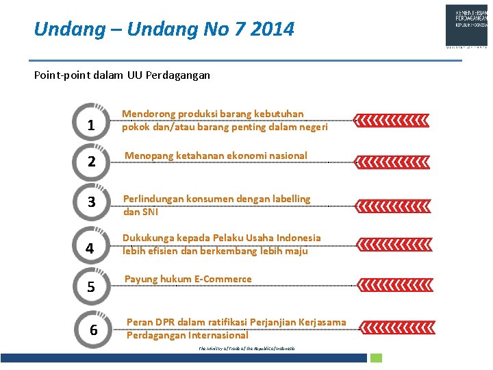 Undang – Undang No 7 2014 Point-point dalam UU Perdagangan 1 Mendorong produksi barang