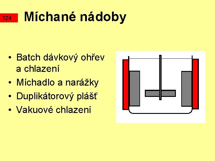 TZ 4 Míchané nádoby • Batch dávkový ohřev a chlazení • Míchadlo a narážky
