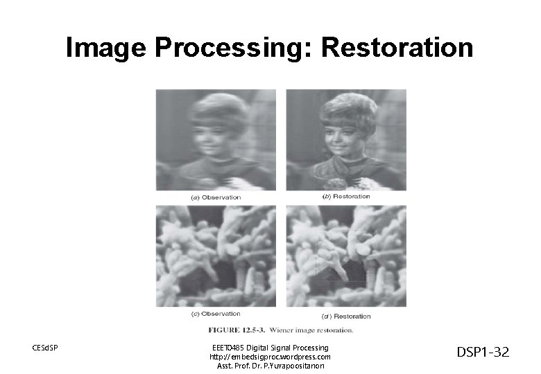 Image Processing: Restoration CESd. SP EEET 0485 Digital Signal Processing http: //embedsigproc. wordpress. com Image Processing: Restoration CESd. SP EEET 0485 Digital Signal Processing http: //embedsigproc. wordpress. com