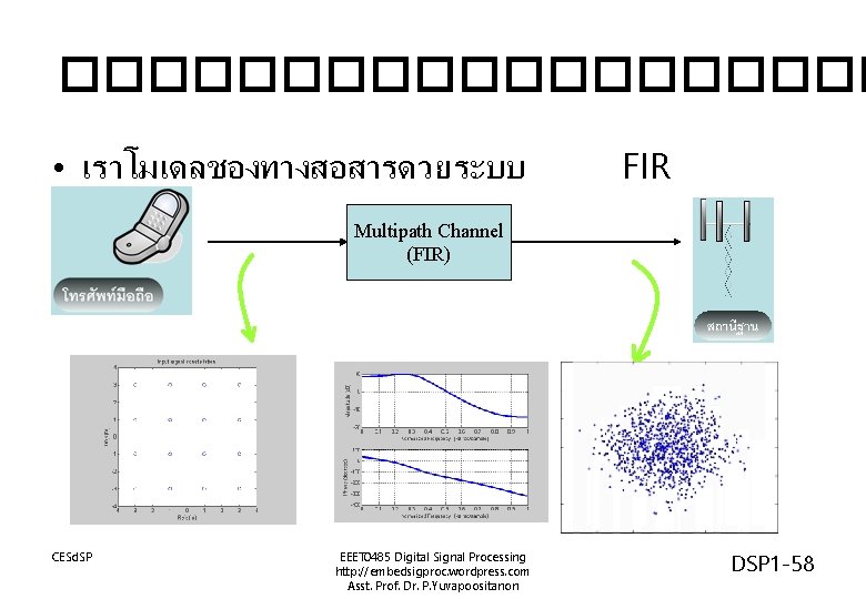 ���������� • เราโมเดลชองทางสอสารดวยระบบ FIR Multipath Channel (FIR) CESd. SP EEET 0485 Digital Signal Processing ���������� • เราโมเดลชองทางสอสารดวยระบบ FIR Multipath Channel (FIR) CESd. SP EEET 0485 Digital Signal Processing