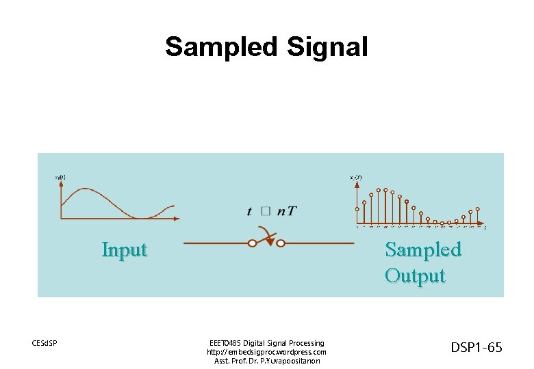 Sampled Signal Input CESd. SP Sampled Output EEET 0485 Digital Signal Processing http: //embedsigproc. Sampled Signal Input CESd. SP Sampled Output EEET 0485 Digital Signal Processing http: //embedsigproc.