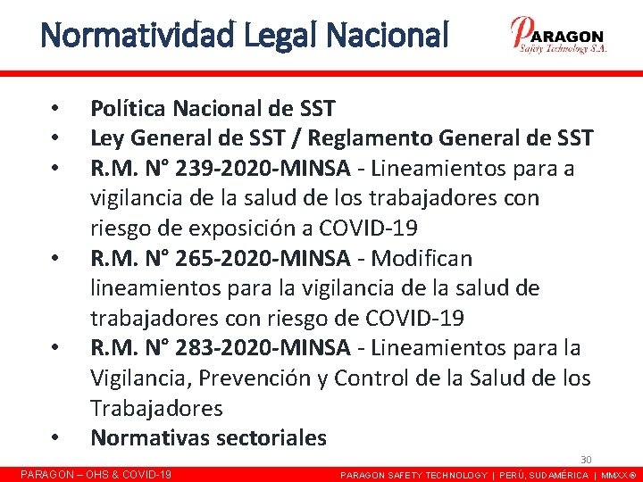 Normatividad Legal Nacional • • • Política Nacional de SST Ley General de SST Normatividad Legal Nacional • • • Política Nacional de SST Ley General de SST