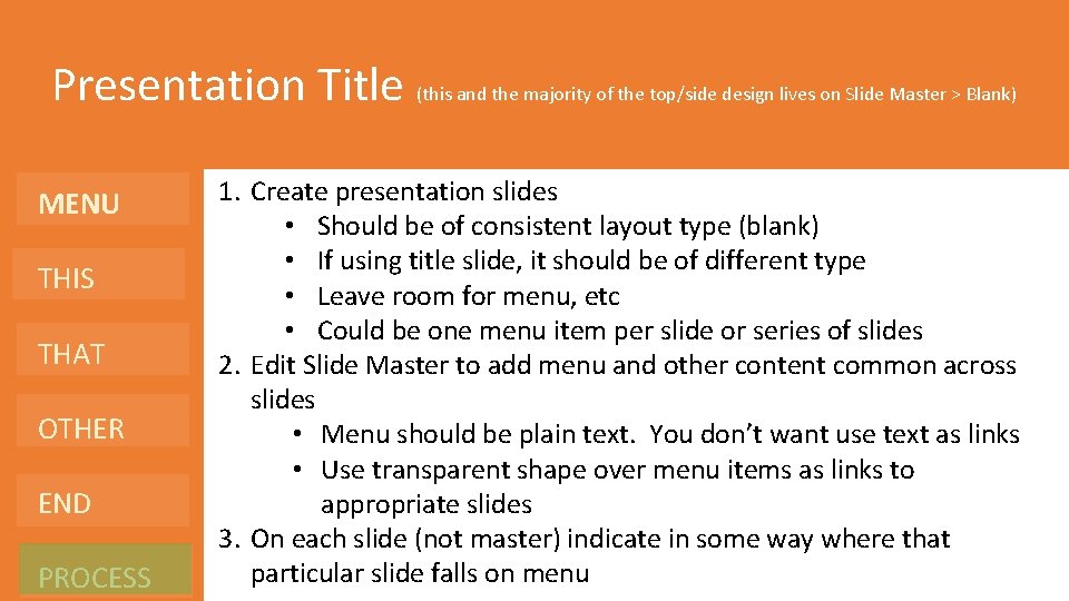 Presentation Title (this and the majority of the top/side design lives on Slide Master