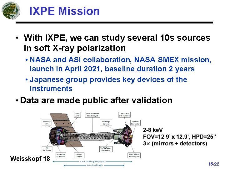 IXPE Mission • With IXPE, we can study several 10 s sources in soft