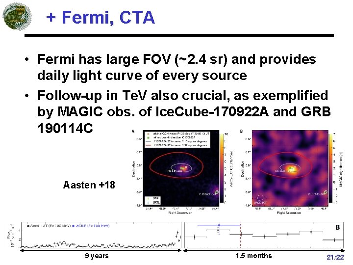 + Fermi, CTA • Fermi has large FOV (~2. 4 sr) and provides daily