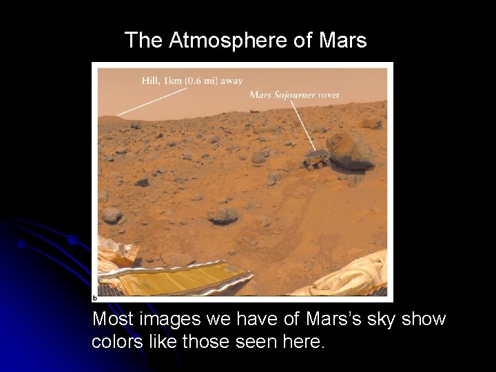 The Atmosphere of Mars Most images we have of Mars’s sky show colors like