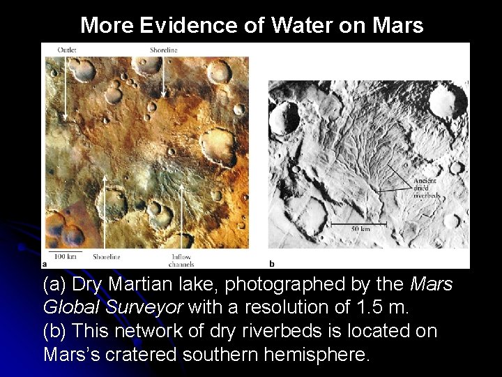 More Evidence of Water on Mars (a) Dry Martian lake, photographed by the Mars