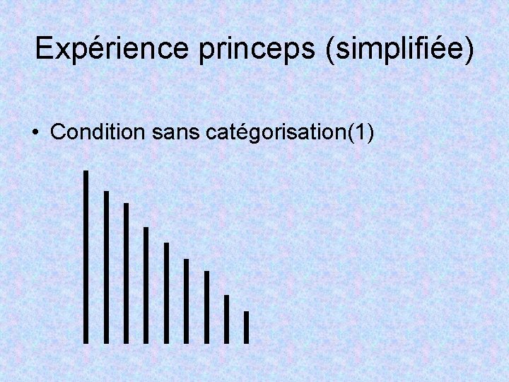 Expérience princeps (simplifiée) • Condition sans catégorisation(1) 