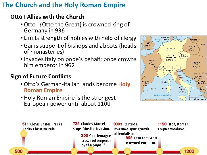 The Church and the Holy Roman Empire Otto I Allies with the Church •