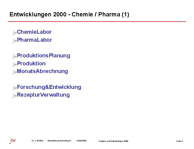 Entwicklungen 2000 - Chemie / Pharma (1) jw. Chemie. Labor jw. Pharma. Labor jw.