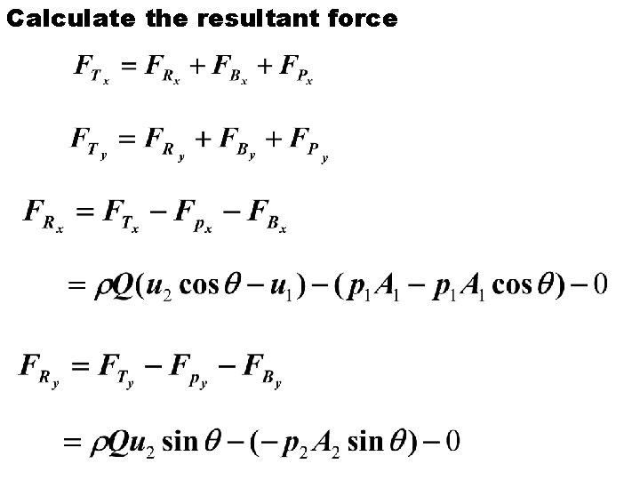 Calculate the resultant force Calculate the resultant force