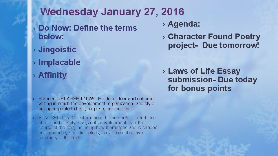 Wednesday January 27, 2016 › Do Now: Define the terms below: › Jingoistic ›