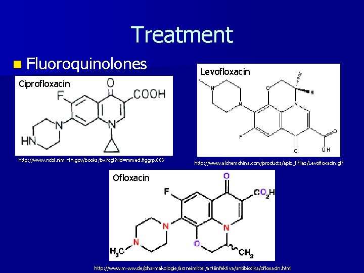 Treatment n Fluoroquinolones Levofloxacin Ciprofloxacin http: //www. ncbi. nlm. nih. gov/books/bv. fcgi? rid=mmed. figgrp.