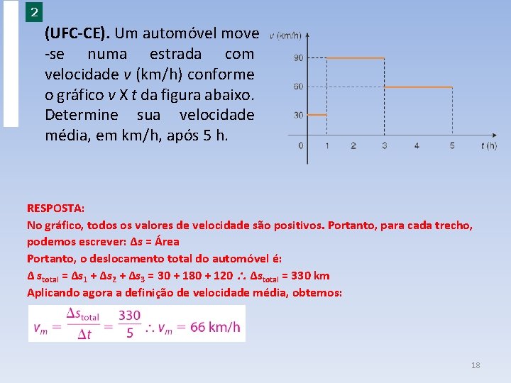 EXERCÍCIOS ESSENCIAIS 2 (UFC-CE). Um automóvel move -se numa estrada com velocidade v (km/h)