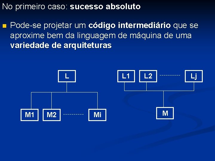 No primeiro caso: sucesso absoluto n Pode-se projetar um código intermediário que se aproxime