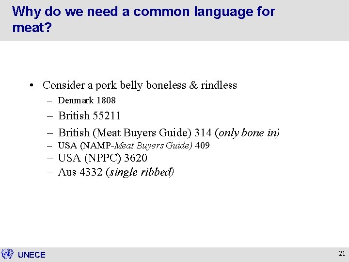 Why do we need a common language for meat? • Consider a pork belly
