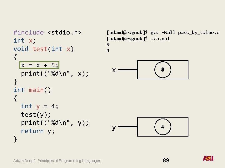 #include <stdio. h> int x; void test(int x) { x = x + 5;