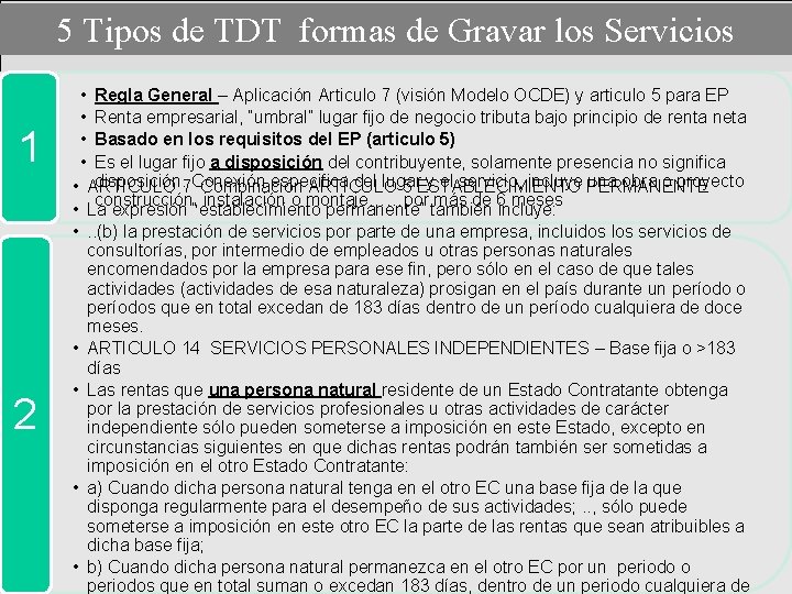 5 Tipos de TDT formas de Gravar los Servicios • • 1 • •