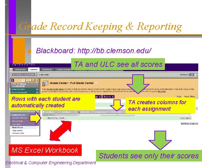 Grade Record Keeping & Reporting n Blackboard: http: //bb. clemson. edu/ TA and ULC