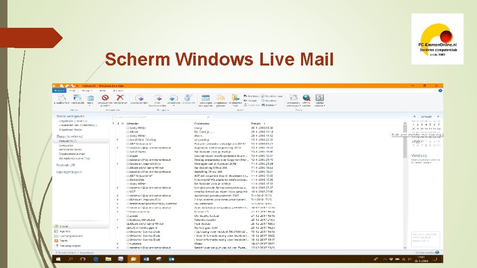 Scherm Windows Live Mail 