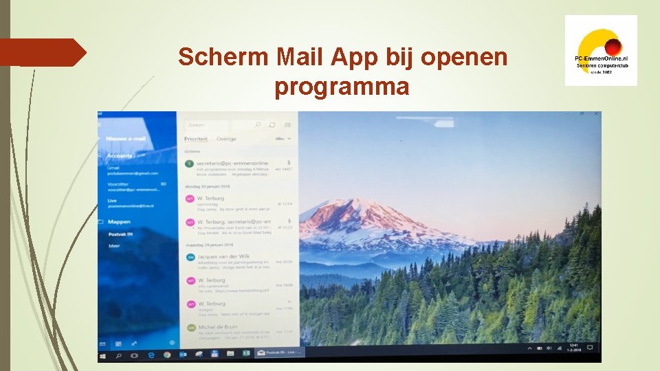  Scherm Mail App bij openen programma 