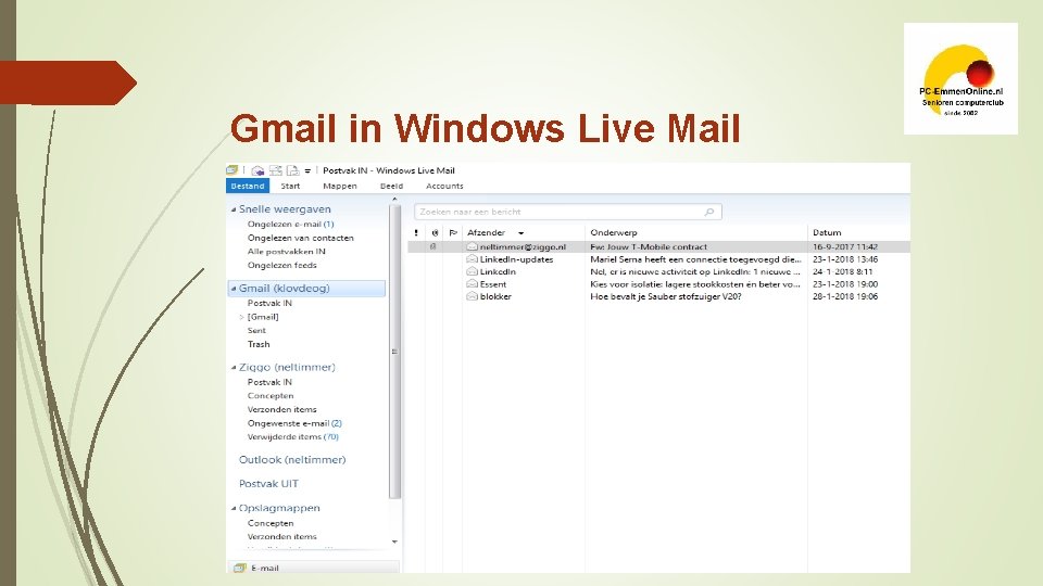 Gmail in Windows Live Mail Hiermee 