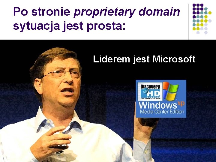 Po stronie proprietary domain sytuacja jest prosta: Liderem jest Microsoft 17 