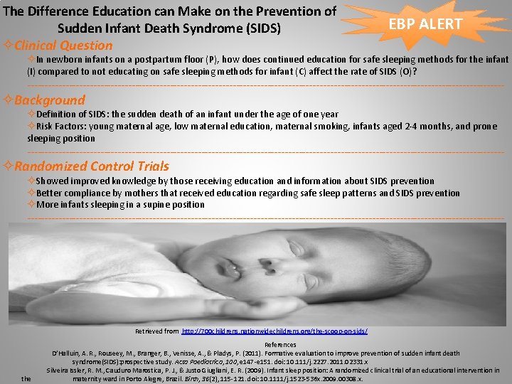 The Difference Education can Make on the Prevention of Sudden Infant Death Syndrome (SIDS)