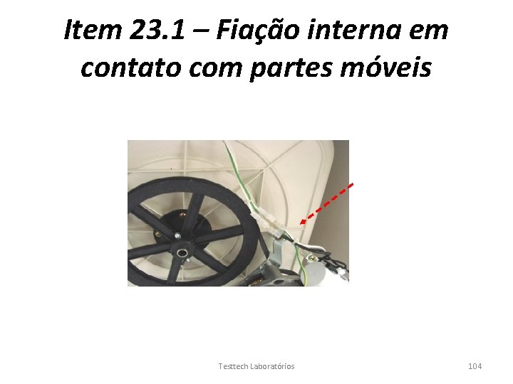 Item 23. 1 – Fiação interna em contato com partes móveis Testtech Laboratórios 104