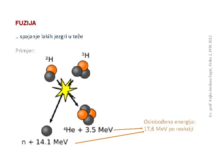 FUZIJA Izv. prof. Rajka Jurdana Šepić, Fizika 2, PFRI 2012 . . spajanje lakih
