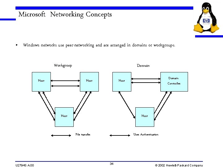 Microsoft Networking Concepts • Windows networks use peer-networking and are arranged in domains or Microsoft Networking Concepts • Windows networks use peer-networking and are arranged in domains or
