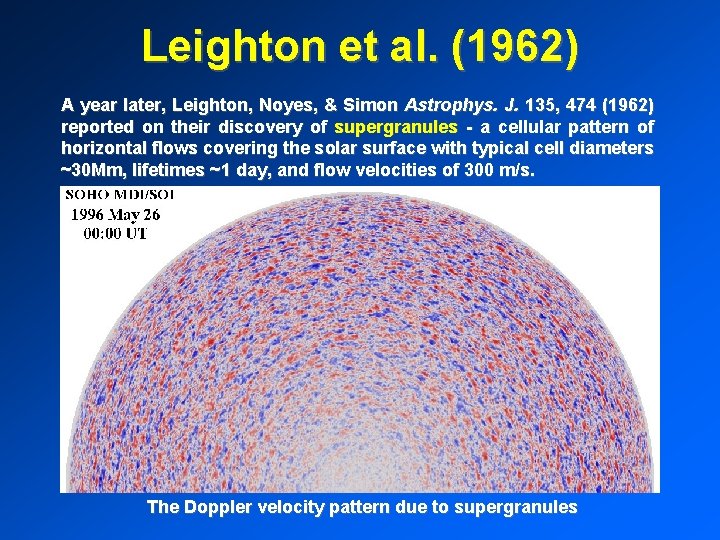 Leighton et al. (1962) A year later, Leighton, Noyes, & Simon Astrophys. J. 135,