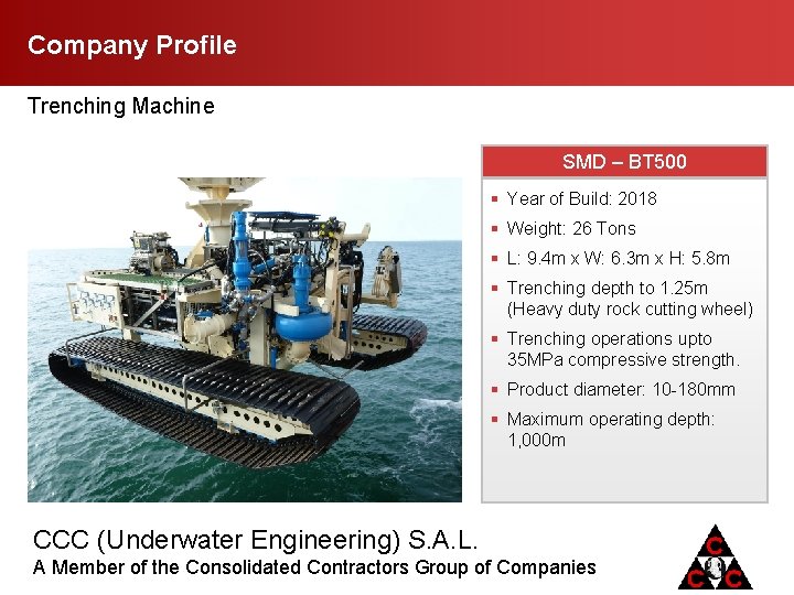 Company Profile Trenching Machine SMD – BT 500 § Year of Build: 2018 §