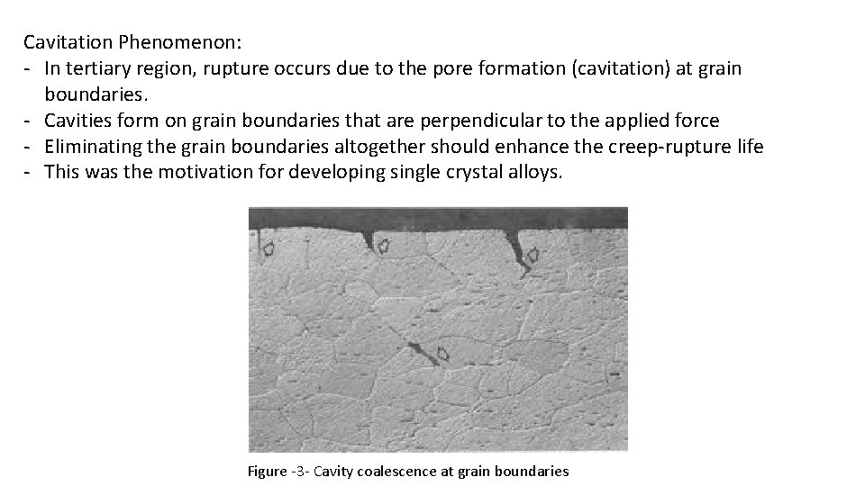 Cavitation Phenomenon: - In tertiary region, rupture occurs due to the pore formation (cavitation)