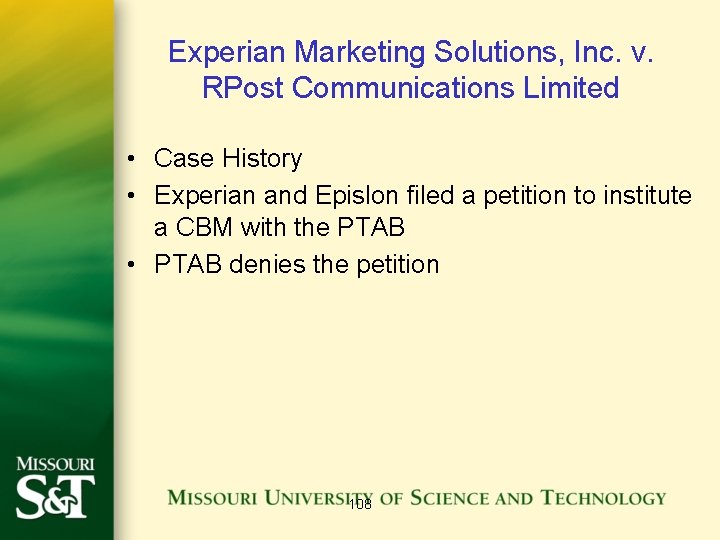 Experian Marketing Solutions, Inc. v. RPost Communications Limited • Case History • Experian and