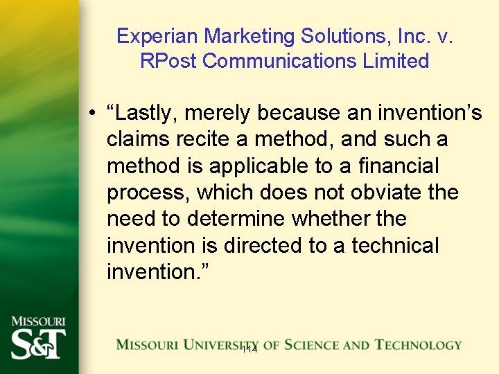 Experian Marketing Solutions, Inc. v. RPost Communications Limited • “Lastly, merely because an invention’s