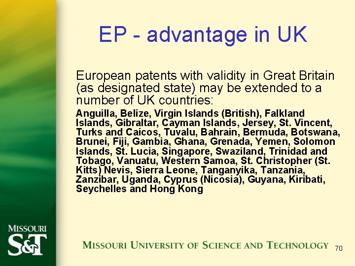 EP - advantage in UK European patents with validity in Great Britain (as designated