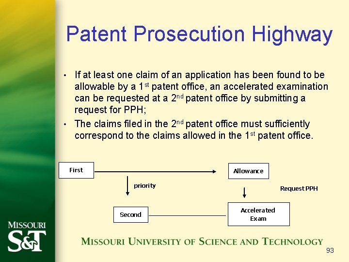 Patent Prosecution Highway • If at least one claim of an application has been