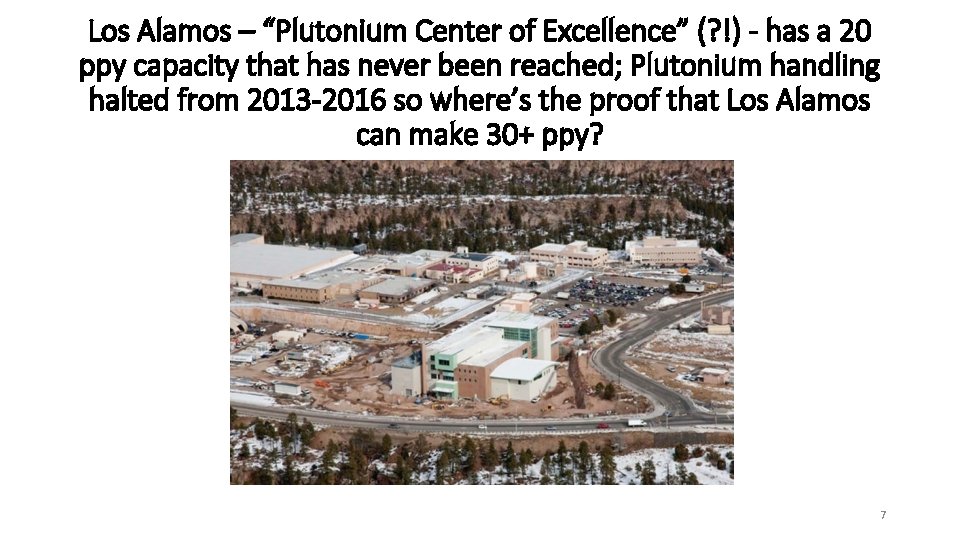 Los Alamos – “Plutonium Center of Excellence” (? !) - has a 20 ppy