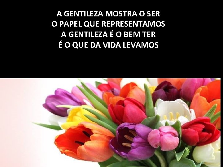 A GENTILEZA MOSTRA O SER O PAPEL QUE REPRESENTAMOS A GENTILEZA É O BEM