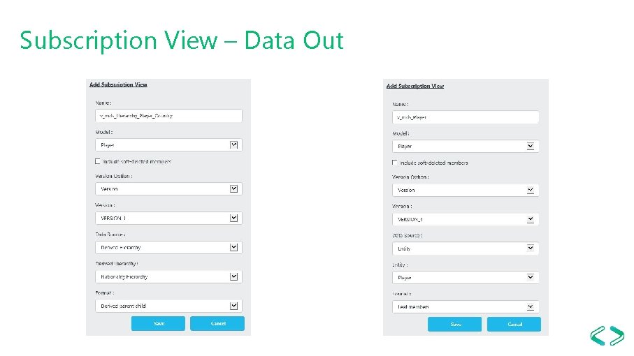 Subscription View – Data Out 