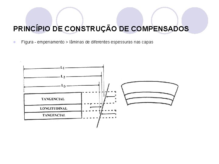 PRINCÍPIO DE CONSTRUÇÃO DE COMPENSADOS l Figura - empenamento > lâminas de diferentes espessuras