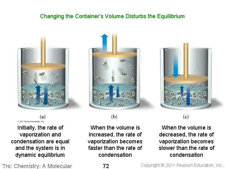 Changing the Container’s Volume Disturbs the Equilibrium Initially, the rate of vaporization and condensation