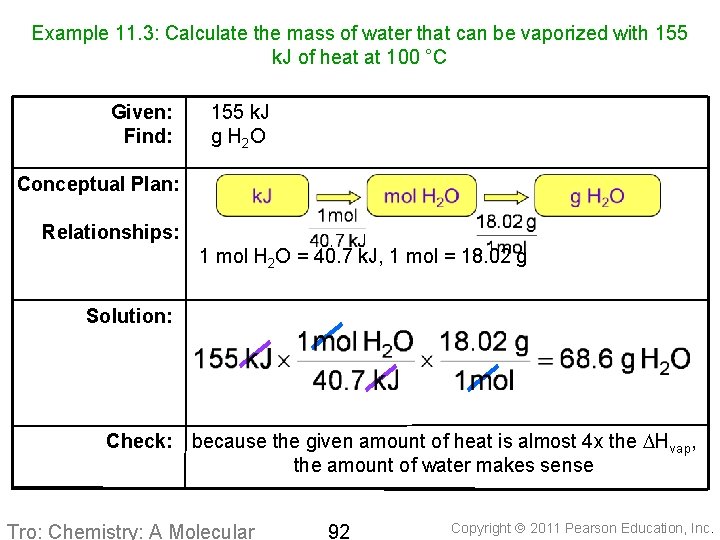 Example 11. 3: Calculate the mass of water that can be vaporized with 155